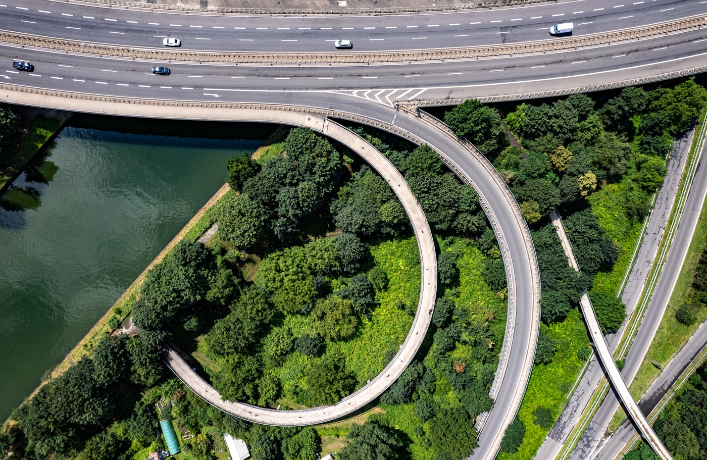 Aerial view of highway infrastructure — sectors served by Ocean Geosynthetics